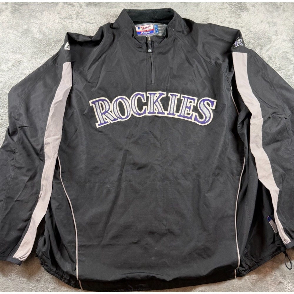 Majestic Colorado Rockies MLB Pullover Jacket 2XL Cool Base Windbreaker